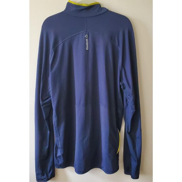 Reebock Playdry 1/4 Zip XL Mens Pullover Blue With Lime Green Accents - Picture 4 of 13